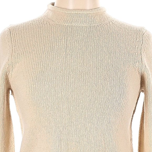 NWT Acne Studios Beige Roll Neck Wool w/Fringe & Ruffles Pullover Sweater Size L - Picture 2 of 6